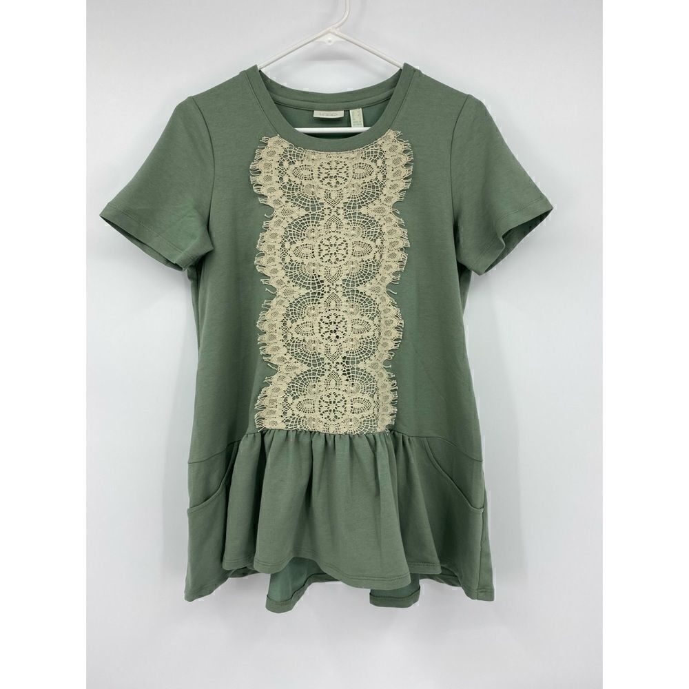 LOGO Lounge by Lori Goldstein lace detail top